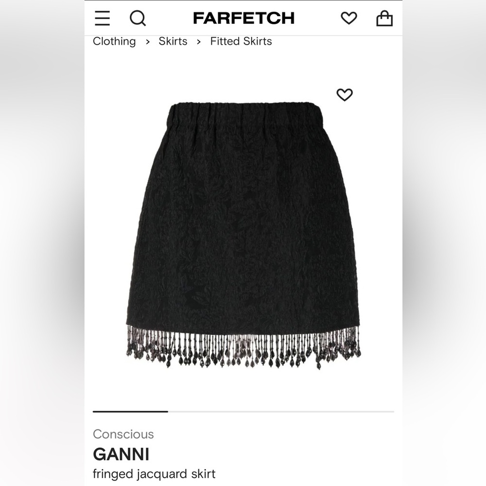 ganni fringe beaded jacquard skirt